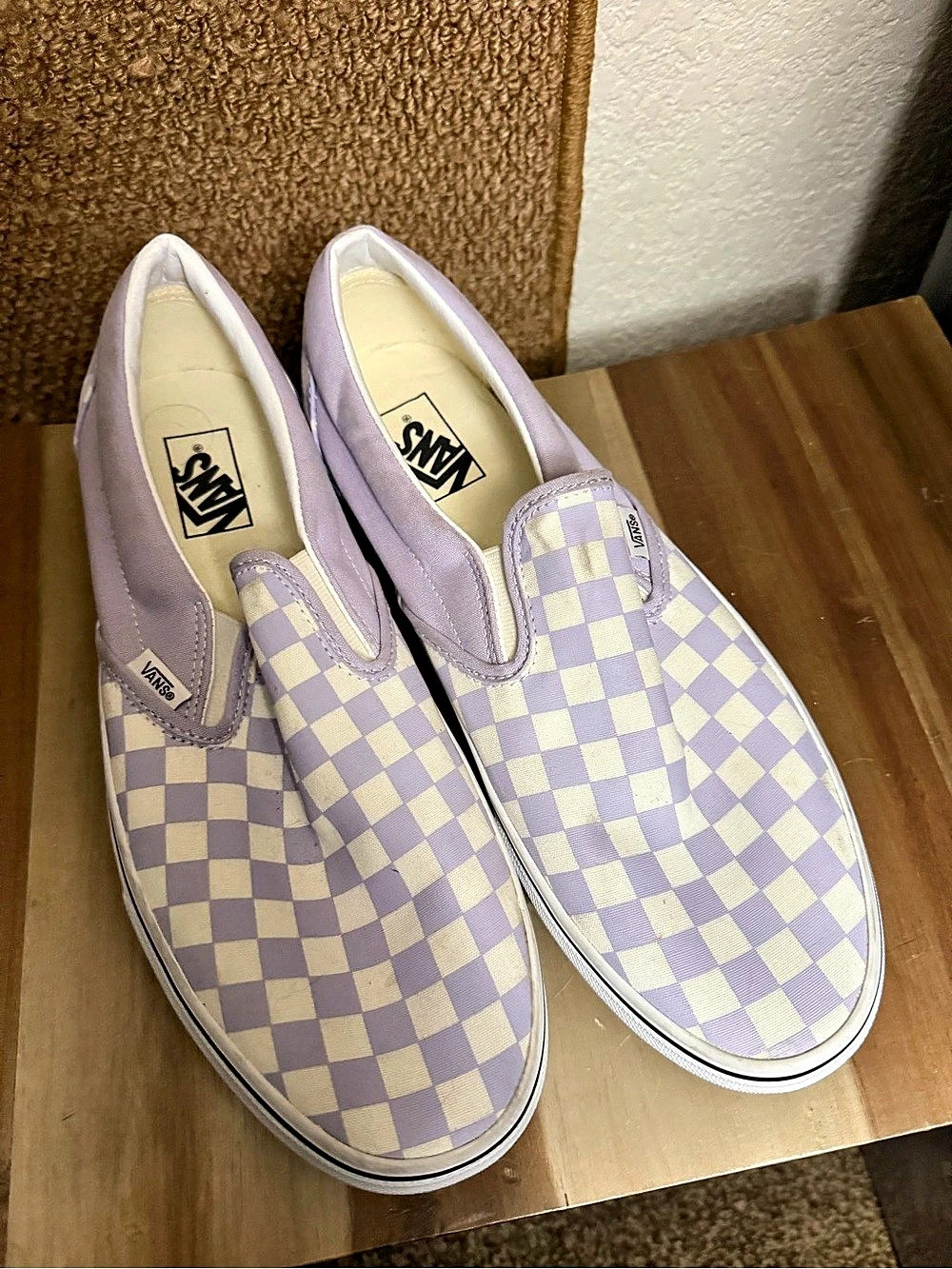 Vans Classic Slip-On Checkerboard Sneakers Purple & White